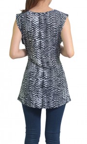 Print Tunic Blouse in Black Stripes