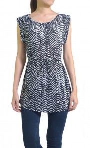 Print Tunic Blouse in Black Stripes