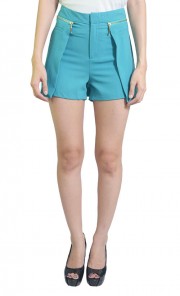 Zip Shorts in Turquoise