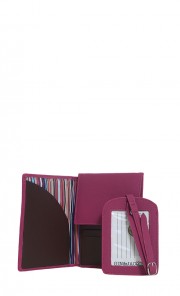 Alex Passport Holder & Luggage Tag Set in Magenta