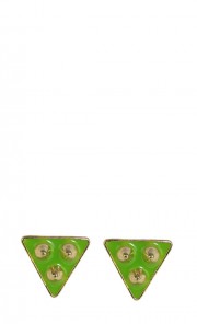 Neon Tri Stud Earrings in Green