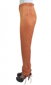 Heather Silk Trousers with Ankle Side String in Orange