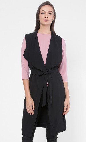Stella Vest with Waterfall Ruffles in Black