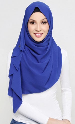 Mixed Crepe Shawl in Cobalt