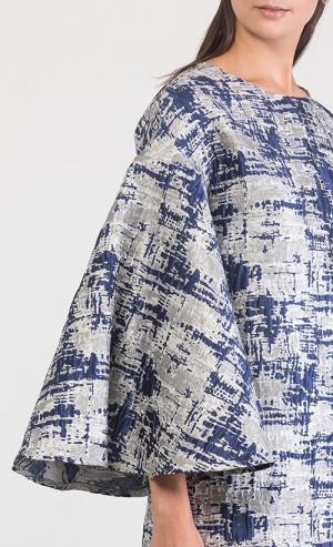 Livia Jacquard Tunic Top in Blue Silver