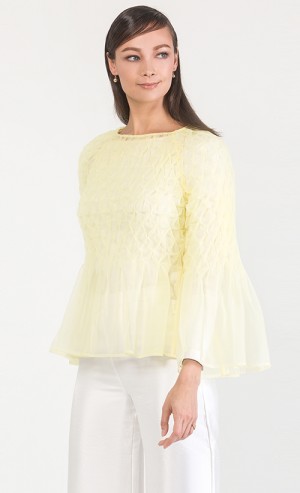 Zona Organza Heart Smock Top in Yellow