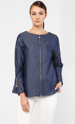 Juno Reversible Jacket Top in Dark Blue