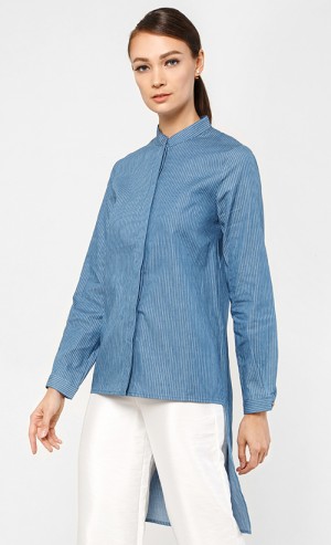 Cara Hi-Lo Shirt in Dark Blue
