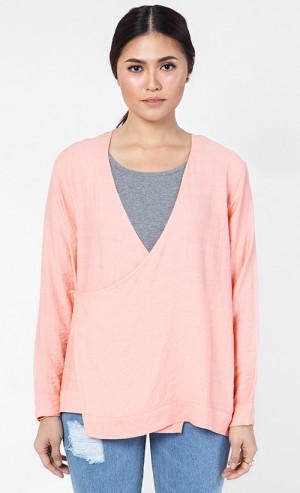 Zaqeeya Overlap Short Kebaya Top in Peach