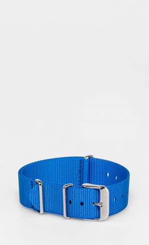 Webbed Nylon NATO Strap in Blue and Silver