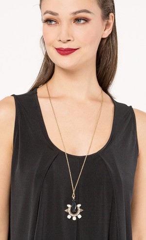 Desi Pendant Necklace in Gold, Black and Green