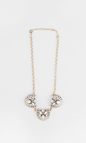 Lucie Crystal Statement Necklace in Clear and Gold