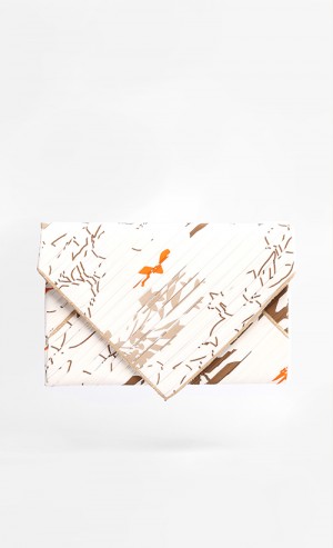 Calligraph Fleur Envelope Clutch in Cream