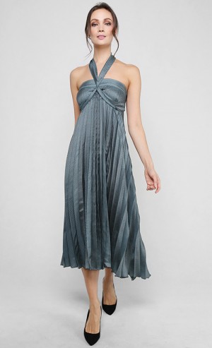 Hexa Maxi Wrap Dress in Blue