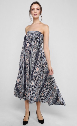 Royal Batik Maxi Wrap Dress in Blue