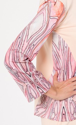 Geoearth Modern Kurung Set in Peach and Pink 