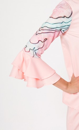 Geodawn Modern Kurung Set in Pink and Green