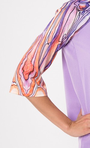 Geolavender Modern Kurung in Lavender and Peach