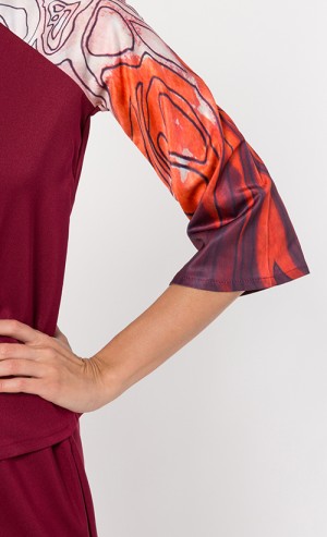 Geobeige Modern Kurung Set in Beige and Maroon