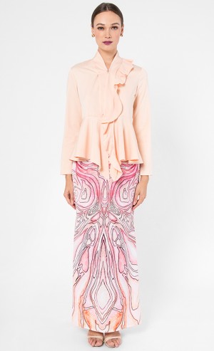 Geoautumn Modern Kurung Set in Peach , Pink and Off White