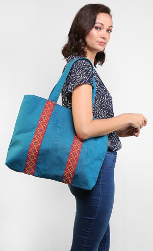 Tote Bag in Blue and Red