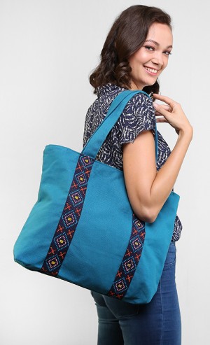 Tote Bag in Blue and Orange