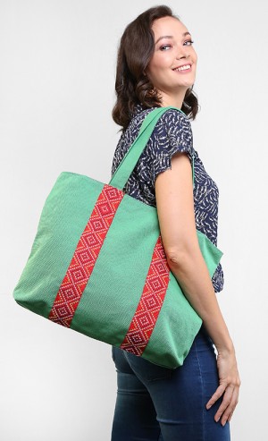 Tote Bag in Green and Orange