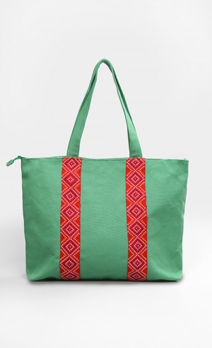 Tote Bag in Green and Orange