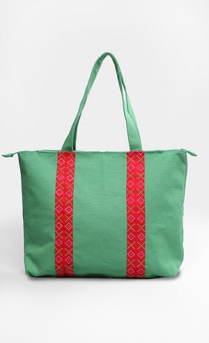 Tote Bag in Green and Pink