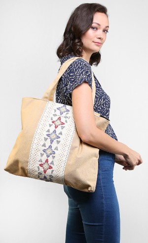 Tote Bag in Beige and Blue