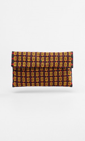 Evening Cross-stitch Clutch in Electric Yellow 