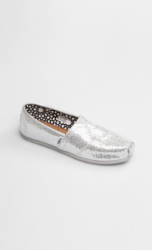 Woman Classic Canvas Shoes in Silver Glitter