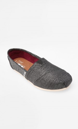 Woman Metallic Burlap Alpargata Shoes in Black