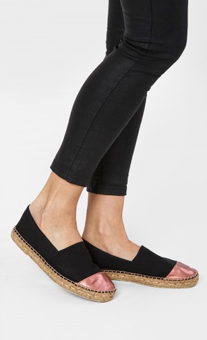 Cannes Capped Espadrilles in Black and Rose