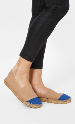Cannes Capped Espadrilles in Brown and Blue