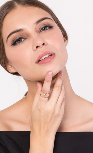 Double-Bar Phi Ring in Gold