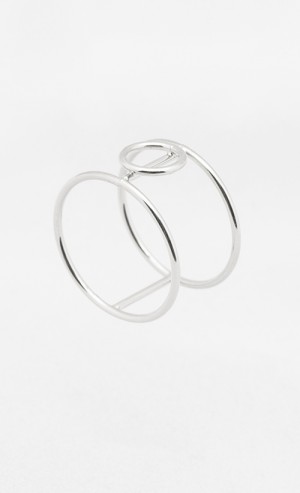 Double-Bar Phi Ring in Silver