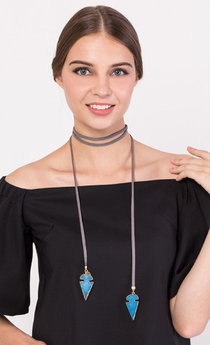 Zahara Choker in Graphite and Lapis