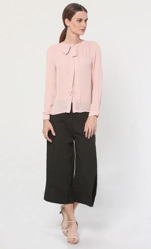 Bea High Neck Blouse in Nude