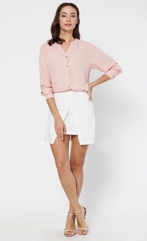 Morgan Button Down Blouse in Nude