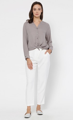 Morgan Button Down Blouse in Grey