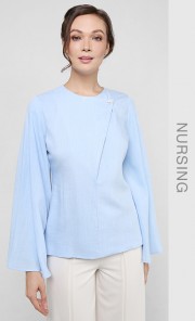 Caelia Button Flap Top in Blue