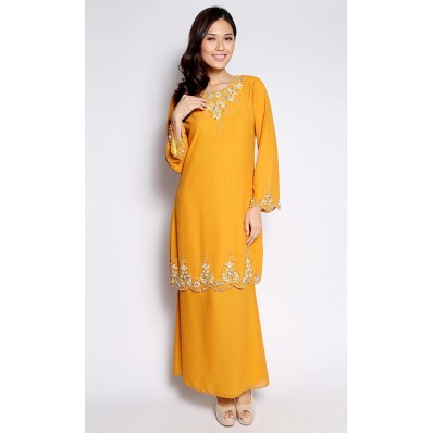 Beaded Modern Kurung in Gold