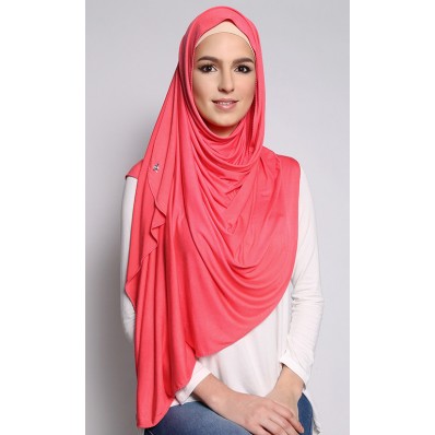 Jersey Knit Scarf in Grapefruit