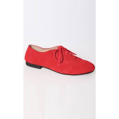 Suede Oxford Shoes in Red