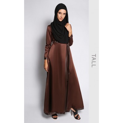 (Tall) A'isha Wrap Dress in Brown Metallic