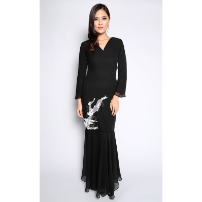 Modern Kurung with Beads in Black
