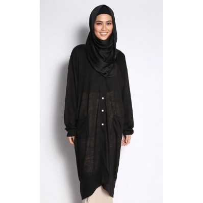 Veena Long Cardigan in Black