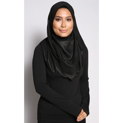 Salma Metallic Chiffon Shawl in Black