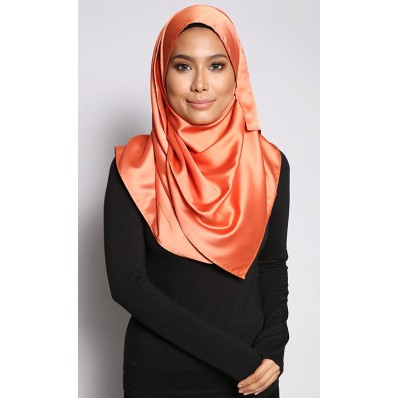 Hajar Silk Shawl in Dark Orange